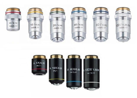 Objetivos do microscópio da lente acromática da infinidade 195mm 160mm metalúrgicos